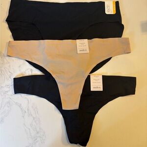 NWT Auden Tan and Black Bonded Edge Thongs AND Bikini size medium 8-10